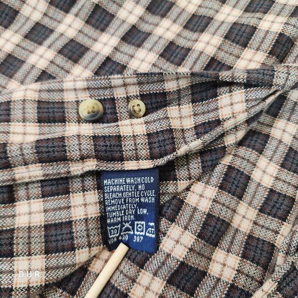Vintage Nautica Shirt Men's XL Brown Tan Striped Long Sleeve Casual Pocket Logo - Picture 6 of 12